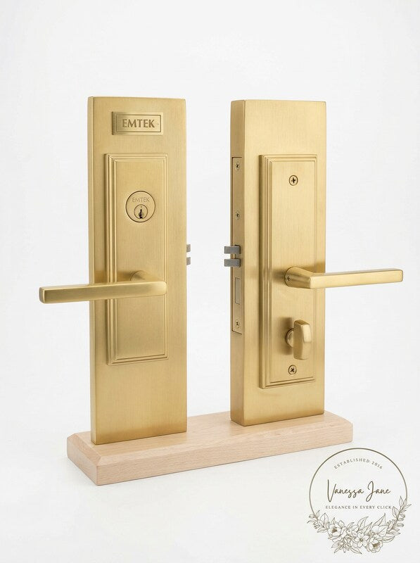 Emtek Mormont Single Cylinder Entry Set Replacement Sideplates, LH/Satin Brass