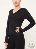 Derek Heart Juniors Striped Henley Top, Size Large