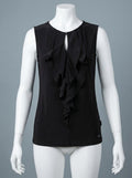 Tahari ASL Women's Ruffled Keyhole Top, Size Small