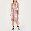 BCX Womens Striped Surplice Maxi Dress, Large