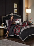 Nanshing Lincoln 7-Piece Comforter Set, Black, California King Bedding