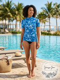 Kanu Surf Women's Plus-Size UPF 50+ Active Rash guard & Workout Top, Blue, 1X