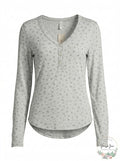 Hippie Rose Juniors Long-Sleeve Henley T-Shirt, Size Large