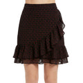Maison Jules Women's Black Heart Print Knee Length Ruffled Skirt, Size Small