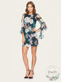 CeCe Lana Cold Shoulder Twilight Garden Dress, Size 14