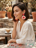 INC International Concepts Gold-Tone Beaded & Fringe Drop Earrings (Coral)