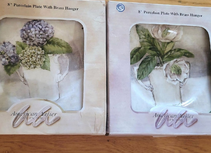 American Atelier 8" Plate Decor with brass hangers new in box