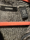 Express Vintage Gray Knit Sweater Jacket L Zipper Cropped Marled Wool Blend