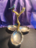 Divided Serving Dish Tray Bird Tree Snack Appetizer Metal  Kitchen Decor