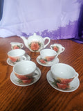 Vintage Miniature  China Peach tea set with Roses 1994