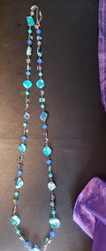 AVENUE Brand Dyed Blue Turquoise Mother of Pearl Fashion Necklace Double Strand
