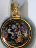 2 1999 Bradford Exchange Porcelain Hanging Figural Cat Round Ball Ornaments