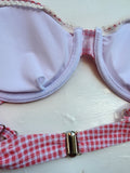 Adorable Pink & White Gingham Plaid Bikini Swimsuit Set - Top Small, Bottom Med