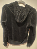 Calvin Klein Velour Jacket Women's Small Black Gold Rhinestone CK Logo Full Zip