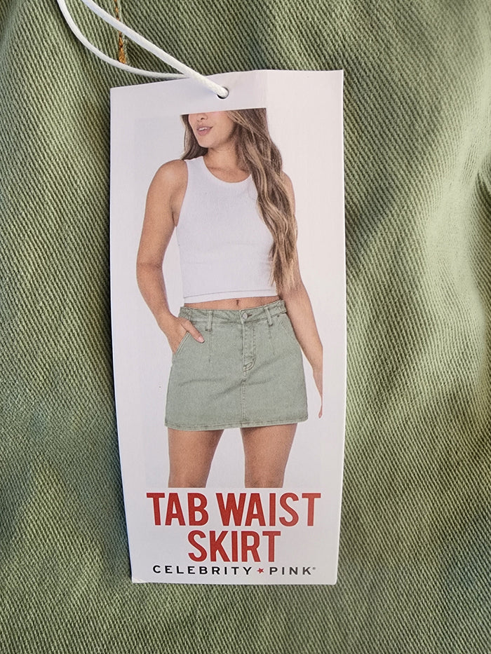 Women's New Green Denim Skirt 13/31 by Celebrity Pink 14.75" long waist 31"