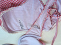 Adorable Pink & White Gingham Plaid Bikini Swimsuit Set - Top Small, Bottom Med