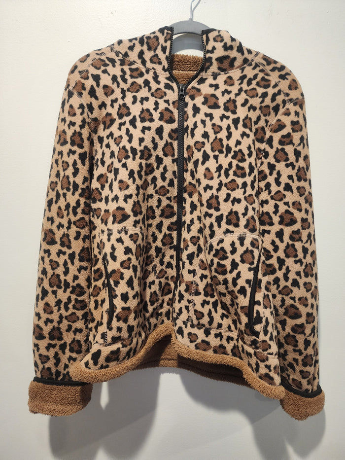 Faded Glory Leopard print  Fleece Jacket M