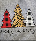 Girls' "Very Merry" Christmas Tree Sweatshirt Gray Buffalo Plaid Leopard Large