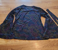 Groovy 70s Disco Outfit for Women L - Shimmering Bell Bottoms & Top w/ Neck Tie Adult Large