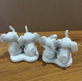 Vintage Victorian  2 sets of Porcelain Elephants on heart base with rose accents