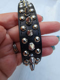 Black Beauty Triple Spike Pet Collar & Leash for Dog 16" long