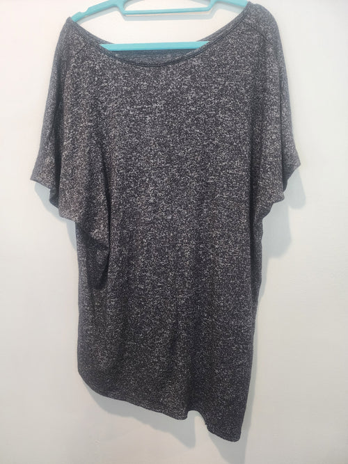 Women's Faded Glory Asymmetrical Shirt heather black short sleeve 16x