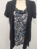 Perseption Concept Women's Black teal Gray and tan Blouse M.