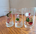 Vintage Holly Hobbie  Christmas Glasses Coca Cola set of 3