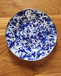 Vintage Enamelware Dinner Plates Cobalt Blue Spatterware 8.5” set of 2