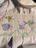 Friedknit Creations Smocked Baby Blue Beach ocean 3 Month Romper for boy