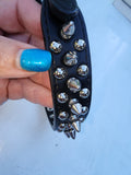 Black Beauty Triple Spike Pet Collar & Leash for Dog 16" long