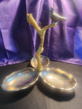 Divided Serving Dish Tray Bird Tree Snack Appetizer Metal  Kitchen Decor
