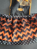 Halloween Polka Dot Spider Web Apron Black Orange, child size 4-8