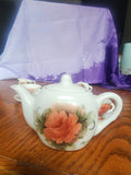 Vintage Miniature  China Peach tea set with Roses 1994