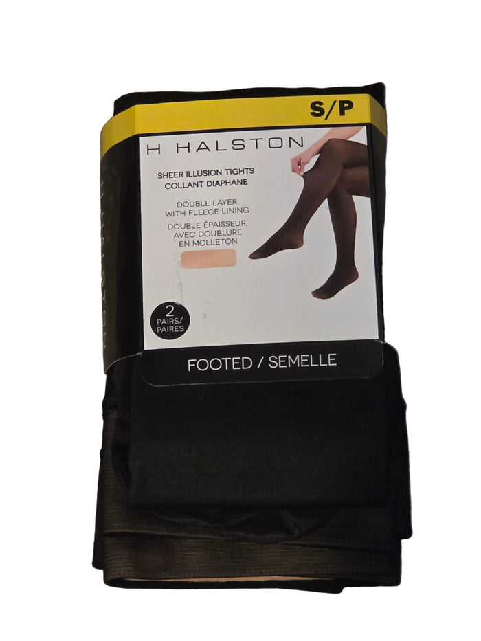 H Halston Sheer Illusion Tights Black Size S/P 2 Pairs