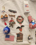 Lot of Patriotic Christmas or 4th of July Ornaments & Figurines Flag Eagle