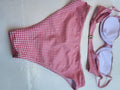Adorable Pink & White Gingham Plaid Bikini Swimsuit Set - Top Small, Bottom Med
