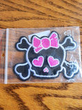 Pink Crossbones Skull Embroidered Iron on Patch Jacket Backpack
