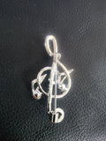 Sparkling Musical Elegance: Rhinestone Treble Clef Brooch