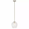 Cresswell Lighting 9in Modern Brushed Nickel Clear Glass Round Mini Pendant Ceili