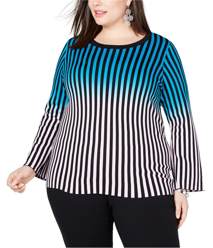 I-N-C Pink Plus Pullover Ombre Striped ,Size 3X