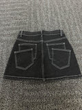 HTD Women's Sexy Mini Denim Skirt Irregular Pockets Dark Grey Size XXL