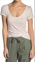 Free People Womens Sonnet Ruched Scoop Neck T-Shirt