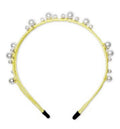 Inc Gold-Tone Imitation Pearl Satin-Wrapped Double-Row Headband