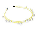 Inc Gold-Tone Imitation Pearl Satin-Wrapped Double-Row Headband