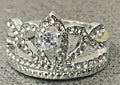 Charter Club Fine Silver Plate Crystal Crown Ring, Size 6