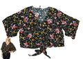 Polly & Esther Juniors Oversized Tie-Front Blouse