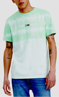 Tommy Jeans Mens Green Tie Dye Classic Fit T-Shirt, Size Medium