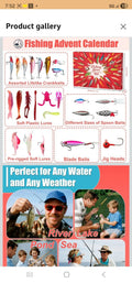 Fishing Advent Calendar 2025 Fishing Lures Kit Red Fish Shape 13.98in