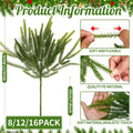 16 Pcs Norfolk Pine Branch 18in Artificial Christmas Green Plastic
